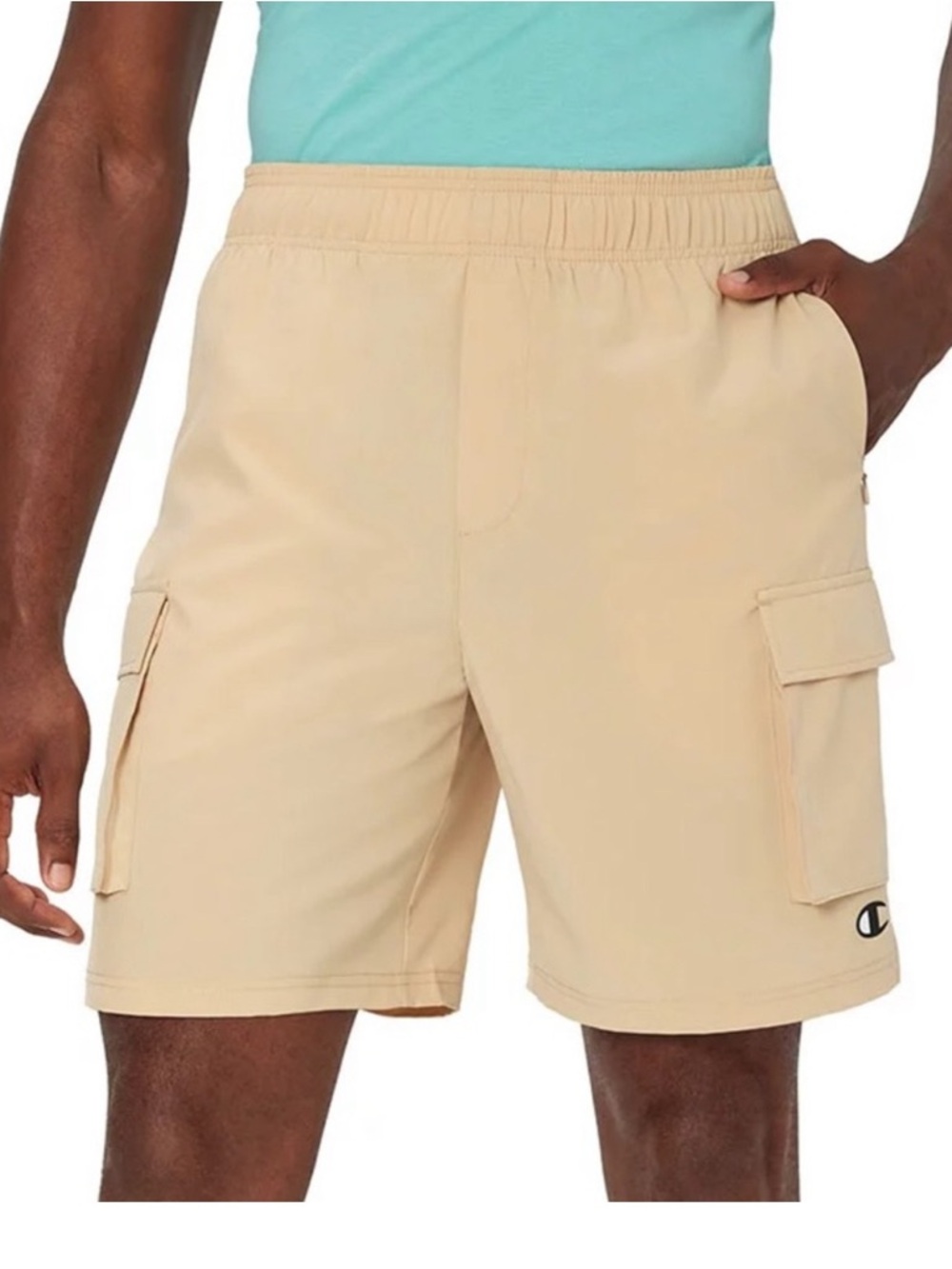 Champion Men's Beige Cargo Shorts with Elastic Waistband